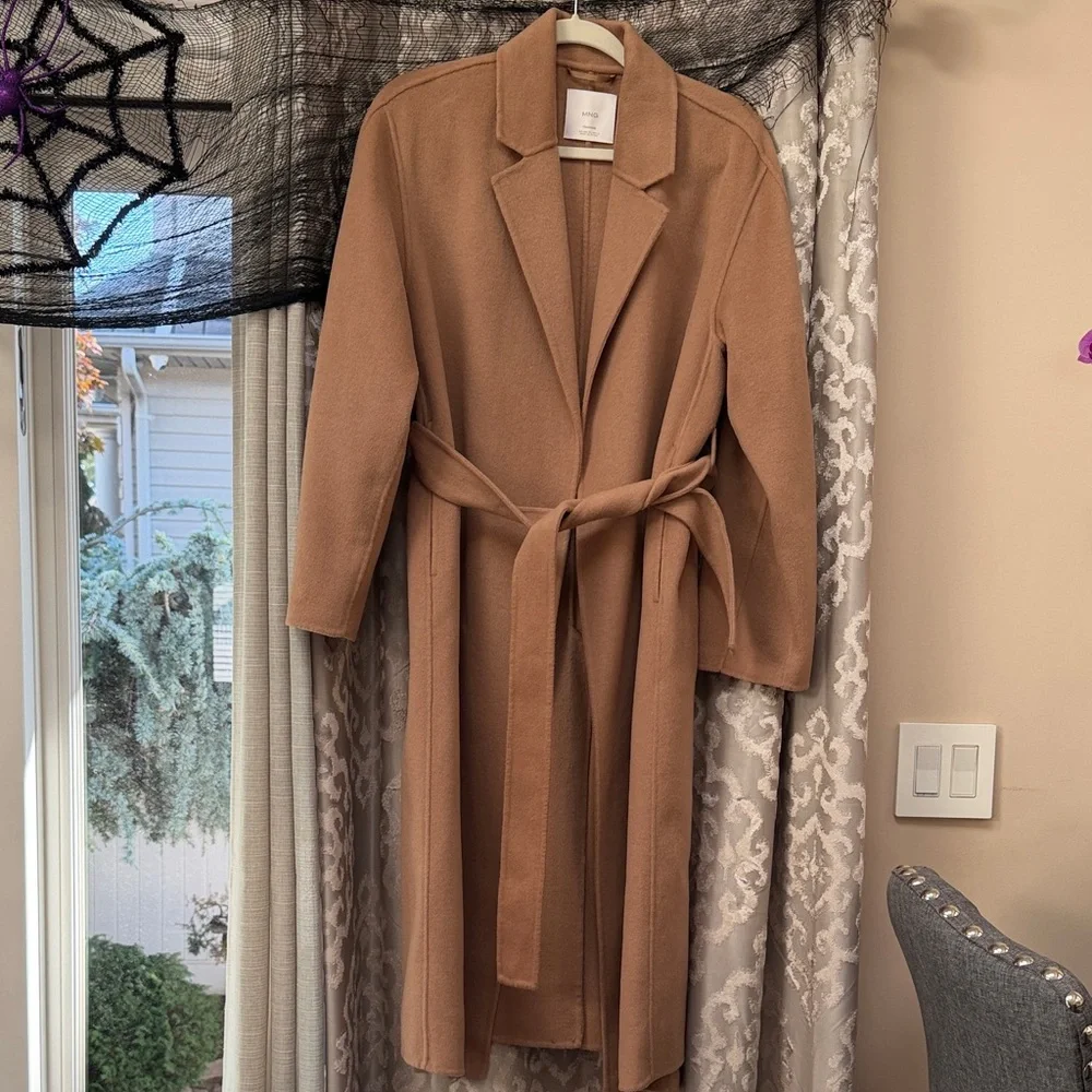 Mango Tan Handmade Wool Pea Coat Size Medium - Picture 2 of 10